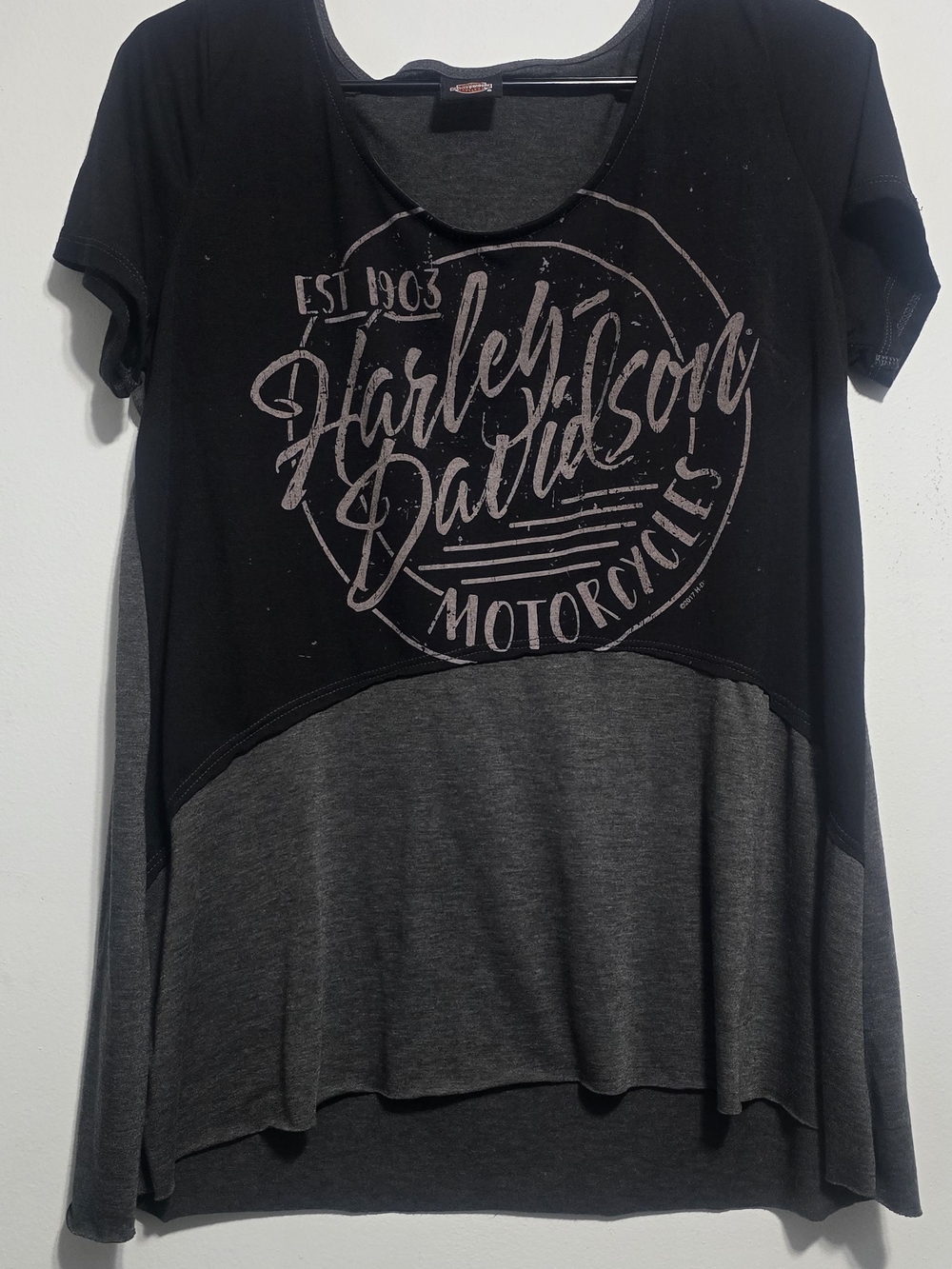 Harley-Davidson Black & Charcoal Two-Tone Logo Tee